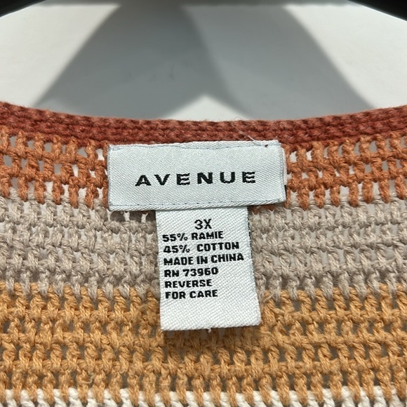 Avenue women’s plus size crochet open knit short sleeve top pumpkin spice 3X - Picture 2 of 8